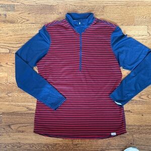 Patagonia XL Capilene 3 base layer Striped Red and Blue LS Half Zip Pullover
